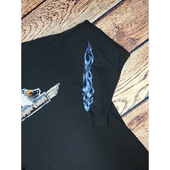 Motorcycle Flames T Shirt Men's XL Black Ride Free or Die Biker Chopper Eagle - Picture 5 of 7